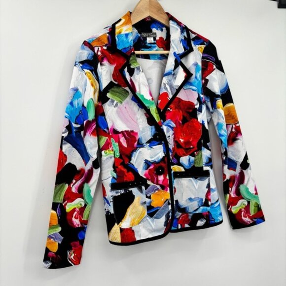 Dolcezza Simply Art Bold Print Jersey Blazer Multi Coloured Size Medium - Picture 7 of 16